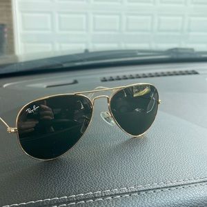 Ray ban sunglasses dark lens with gold rims